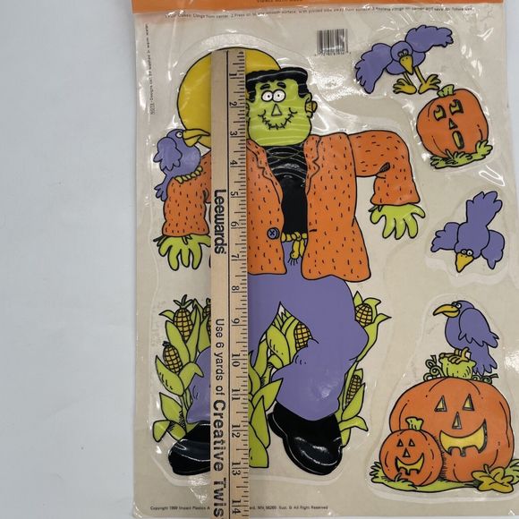 VTG Classic Clings Halloween Window Decorations Frankenstein Jack O Lantern 1989 - Picture 4 of 11